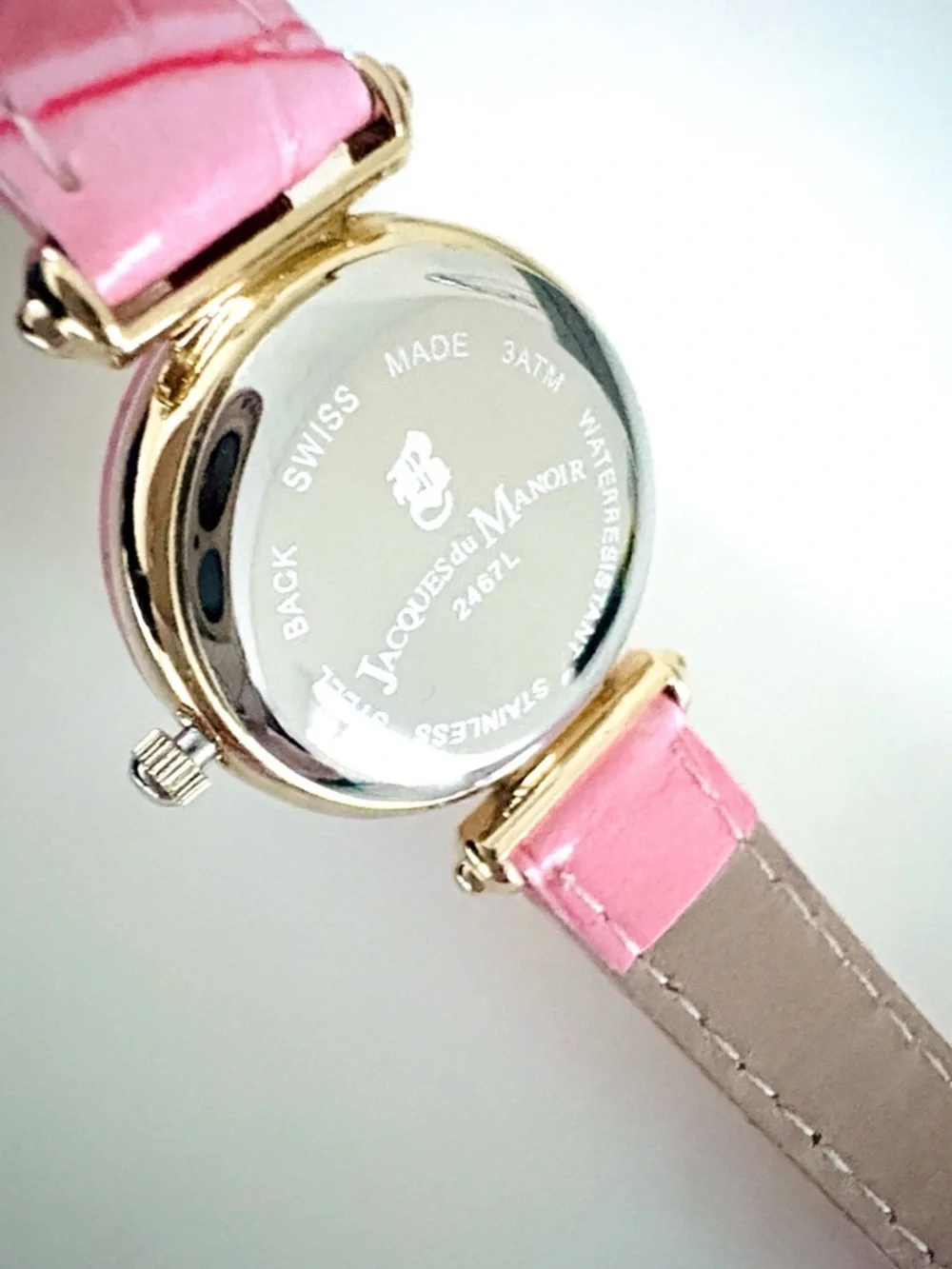 Swiss Made Women's Pink Watch with Crystals & Gold Accents